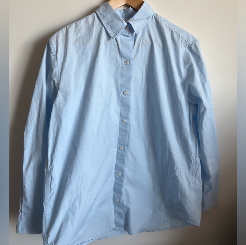 Aritzia Wilfred Free Blue Button Down Shirt Poplin Cotton Top